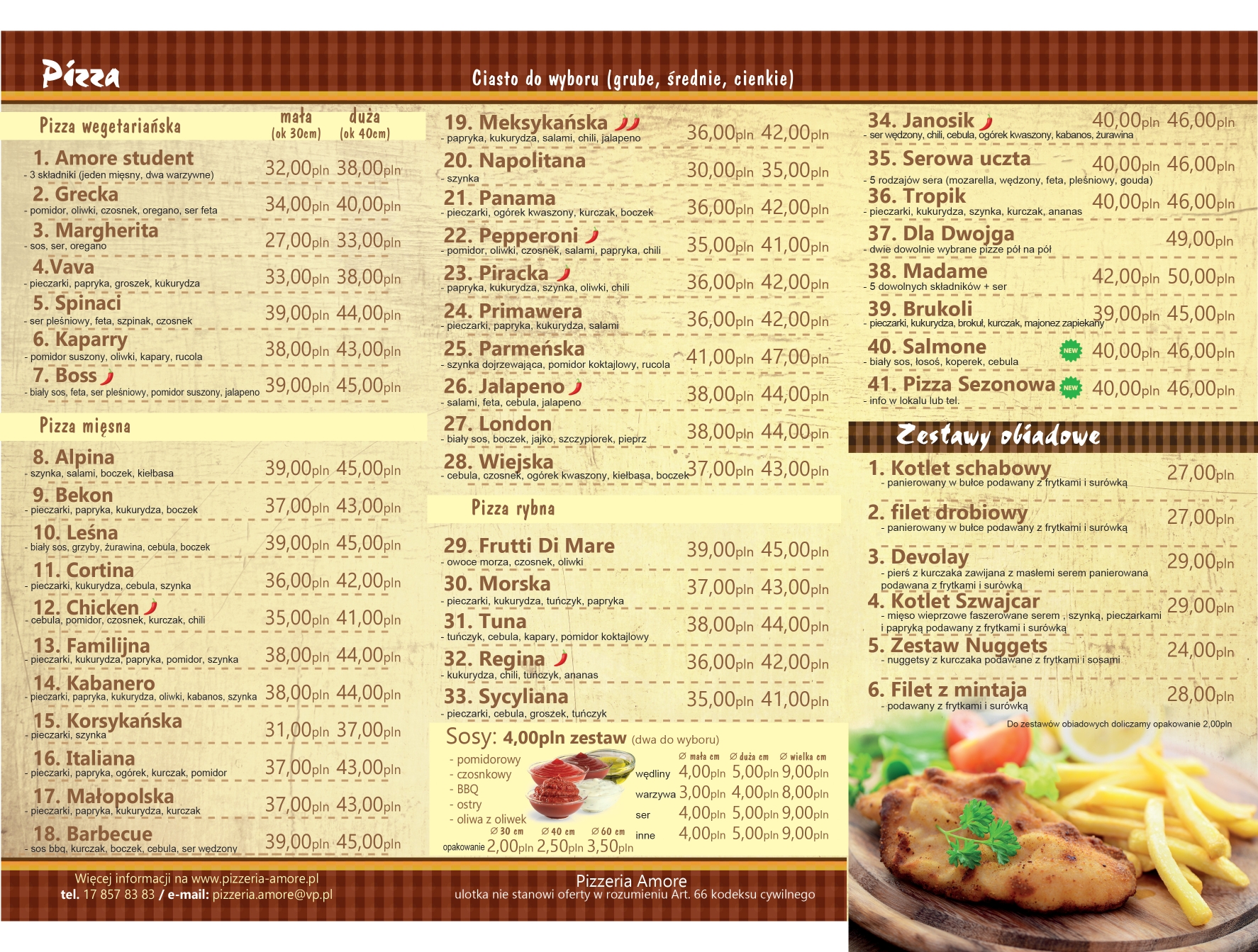 Menu Zaczernie Amore